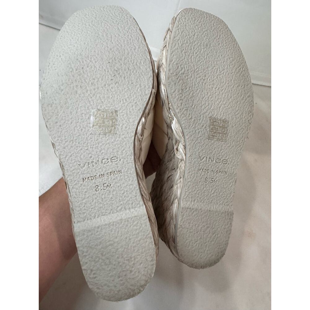 Vince Ivory Espadrille Wedge Slide Sandals Summer Chic Size 8.5 - Picture 7 of 8